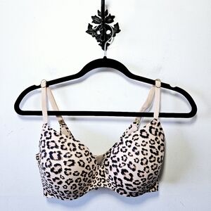 Victoria's Secret Lined Demi Bra Size 34DD Leopard Print VS